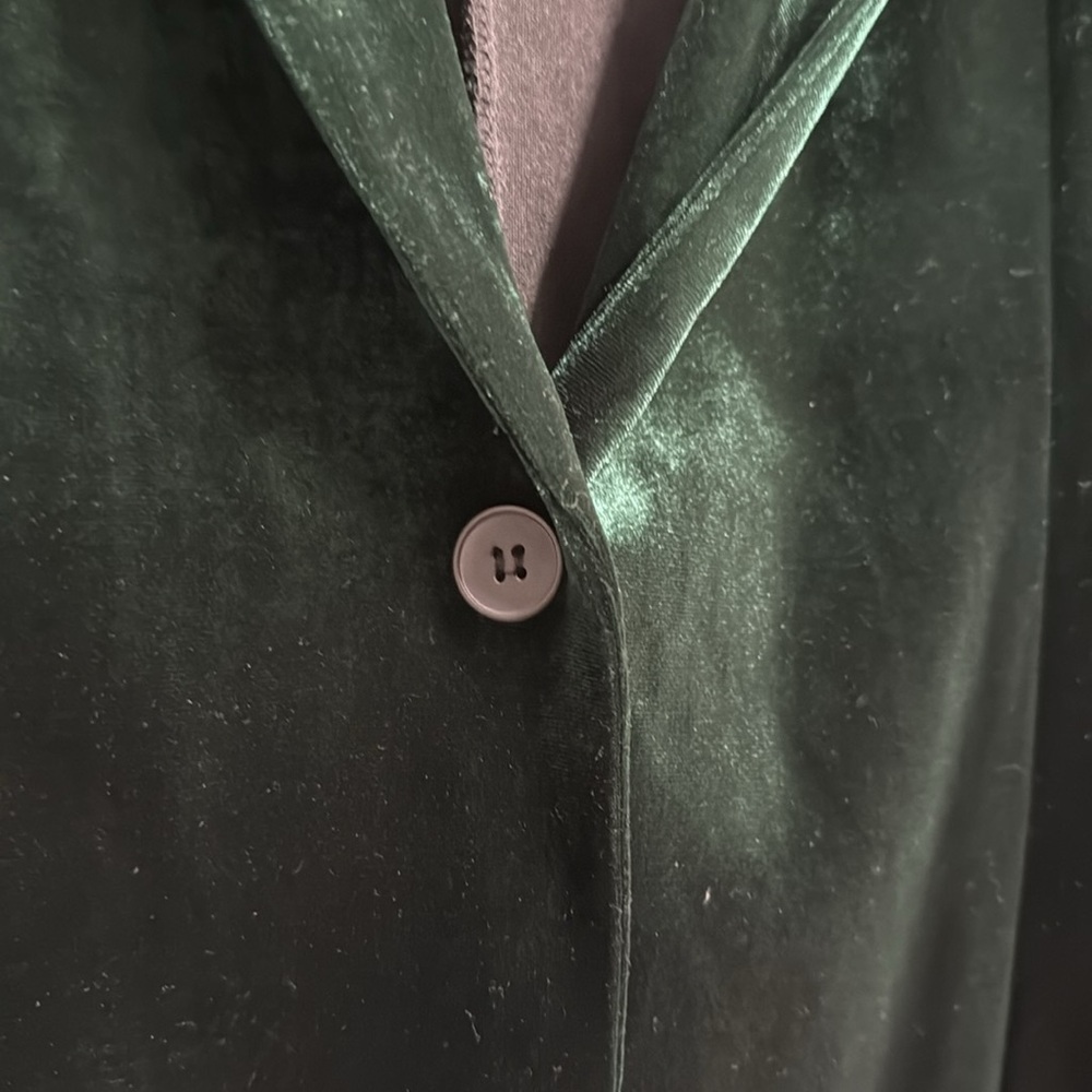 Women’s Chiquease Lapel Neck Single Button Green Velvet Blazer & Skirt Set. Sz M - Picture 9 of 16